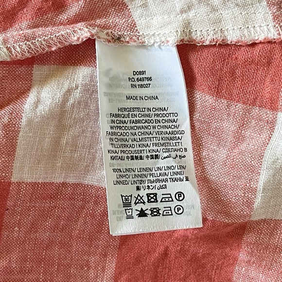 Boden Louise Midi Shirt Dress Womens US 10 Coral Plaid Check 100% Linen - Picture 7 of 7